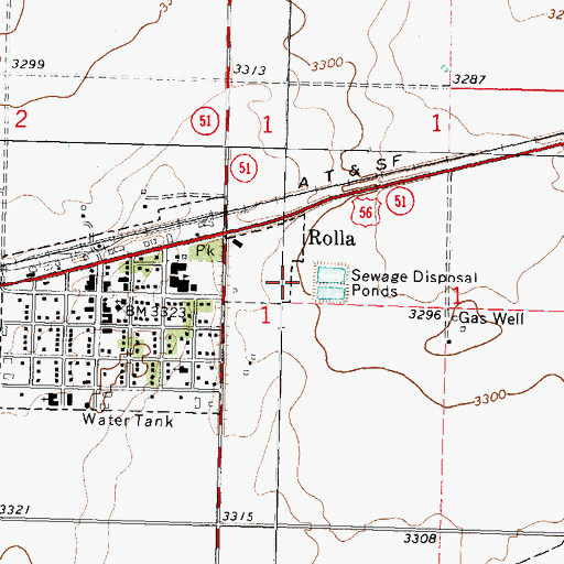 Topographic Map of Glen Randle Memorial Arena, KS