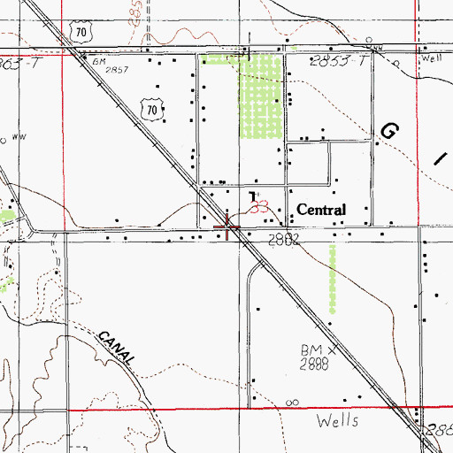 Topographic Map of Central, AZ