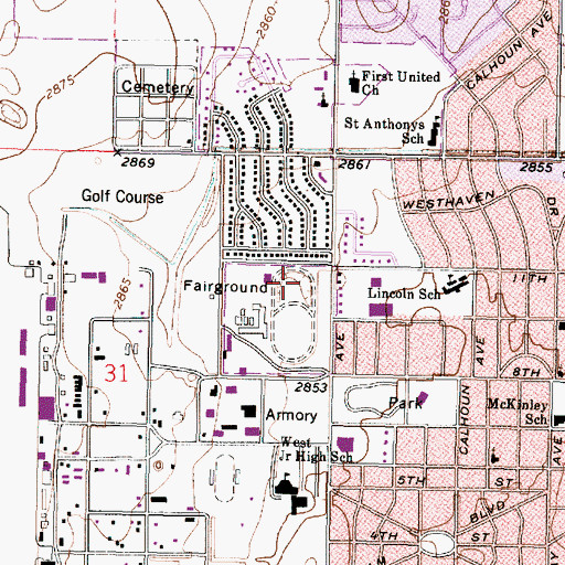 Topographic Map of Seward County Fairgrounds, KS