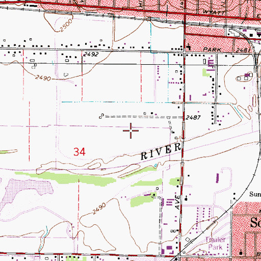 Topographic Map of Dodge City Downs, KS