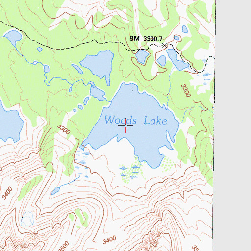 Topographic Map of Woods Lake, CA