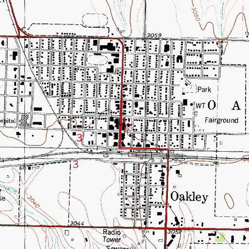 Topographic Map of Oakley City Hall, KS