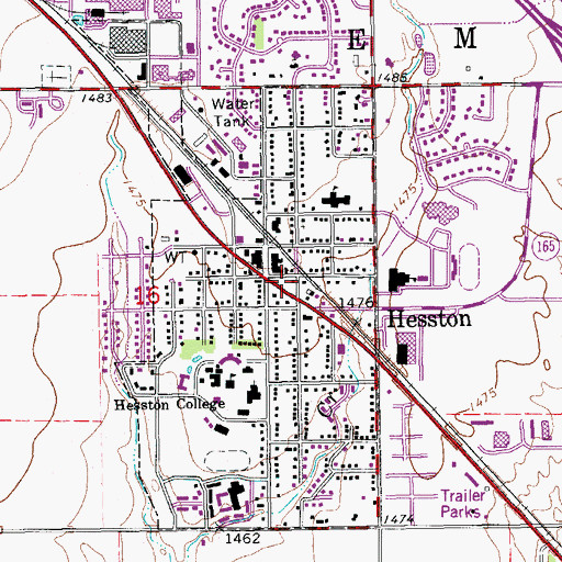 Topographic Map of Hesston City Hall, KS