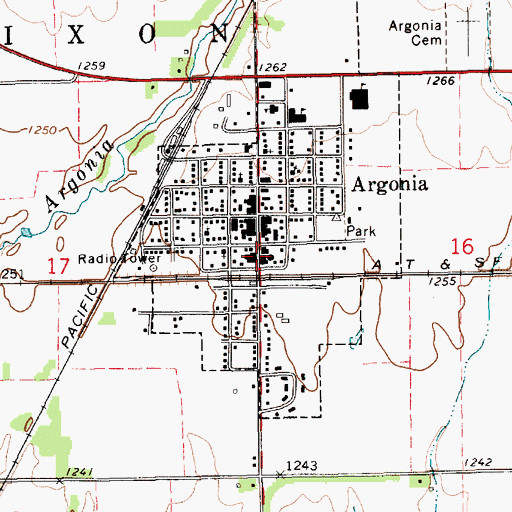 Topographic Map of Argonia City Hall, KS