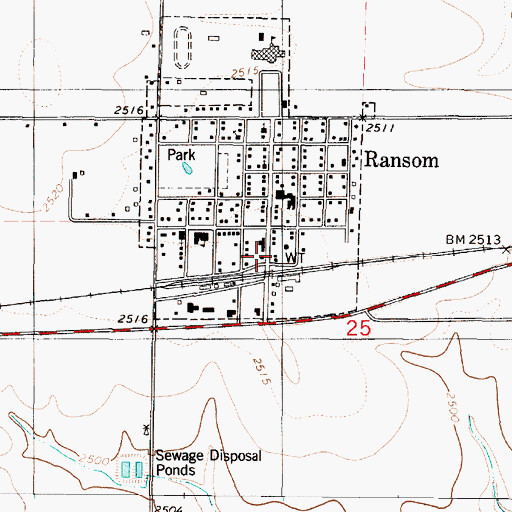 Topographic Map of Ransom City Hall, KS