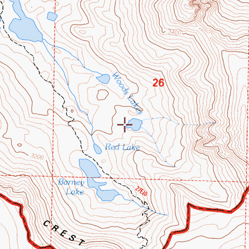 Topographic Map of Woods Lakes, CA