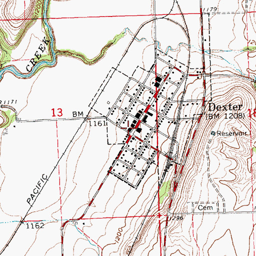 Topographic Map of Dexter City Hall, KS