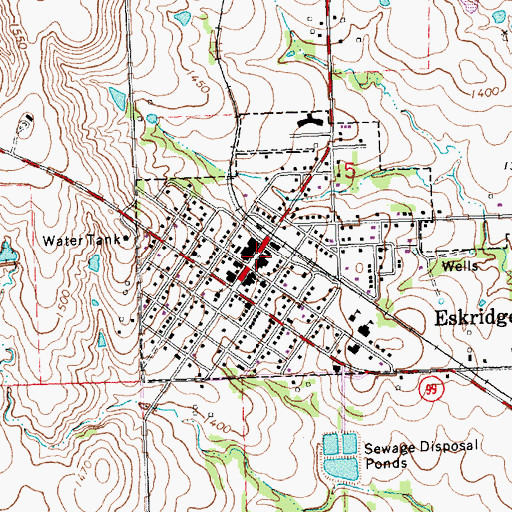 Topographic Map of Eskridge City Hall, KS