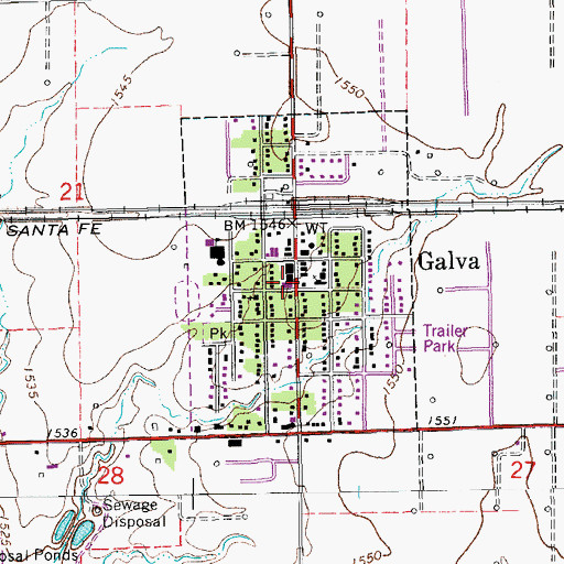 Topographic Map of Galva Senior Center, KS