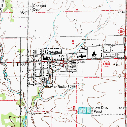 Topographic Map of Goessel City Hall, KS
