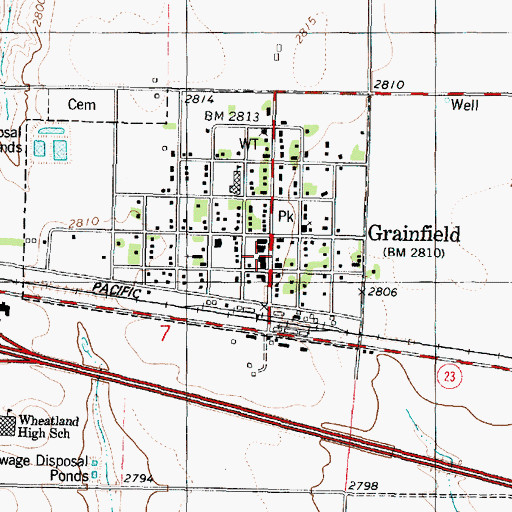 Topographic Map of Grainfield City Hall, KS