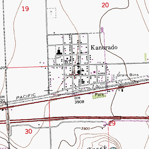 Topographic Map of Kanorado City Hall, KS
