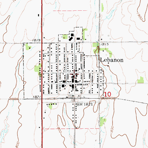 Topographic Map of Lebanon City Hall, KS