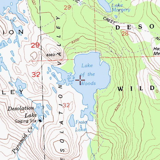 Topographic Map of Lake of the Woods, CA