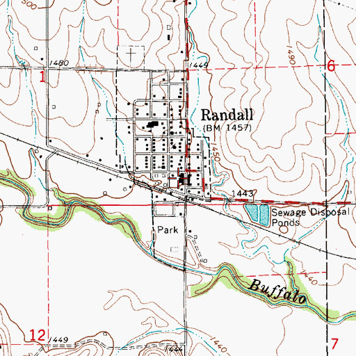 Topographic Map of Randall City Hall, KS