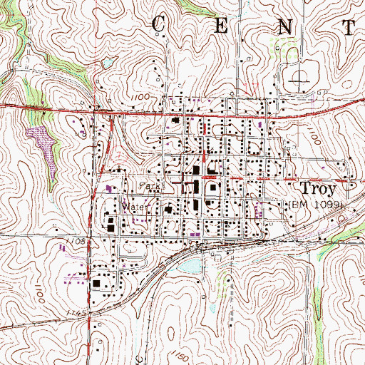 Topographic Map of Troy City Hall, KS