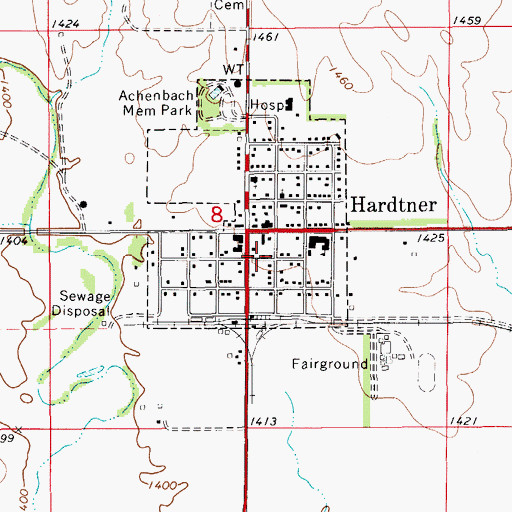 Topographic Map of Hardtner City Hall, KS