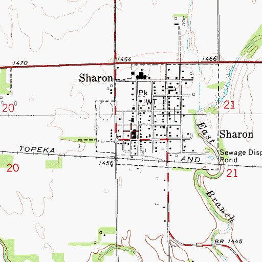 Topographic Map of Sharon City Hall, KS
