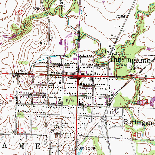 Topographic Map of Burlingame City Hall, KS
