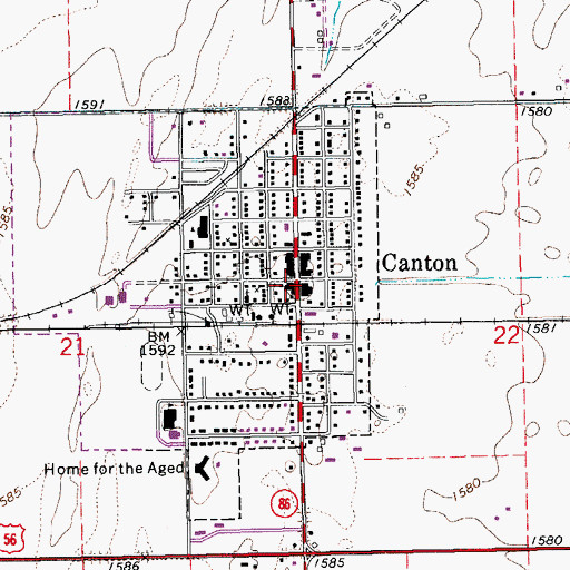 Topographic Map of Canton City Hall, KS