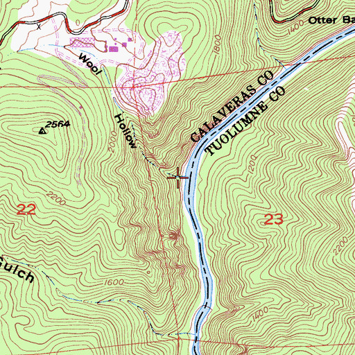 Topographic Map of Wool Hollow, CA