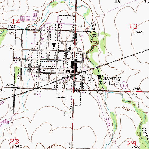 Topographic Map of Waverly City Hall, KS