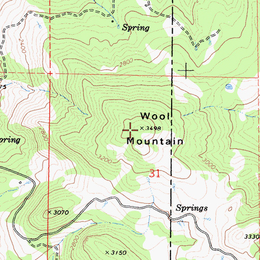 Topographic Map of Wool Mountain, CA