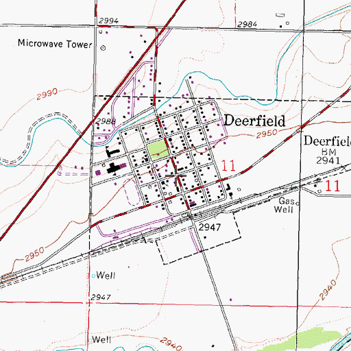 Topographic Map of Deerfield City Hall, KS