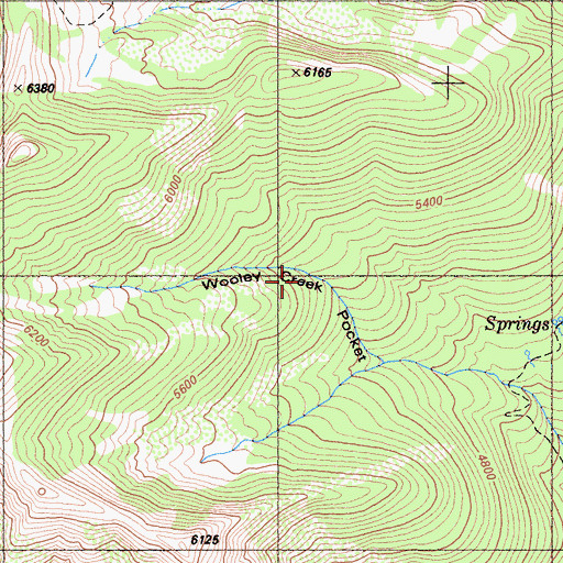 Topographic Map of Wooley Creek Pocket, CA