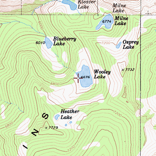Topographic Map of Wooley Lake, CA