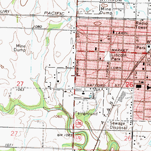 Topographic Map of Kansas Department of Transportation Area 2 Shop, KS