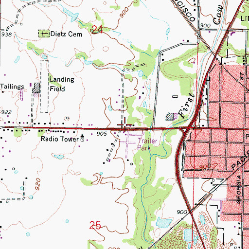 Topographic Map of Kansas Department of Transportation Area 4 Shop, KS