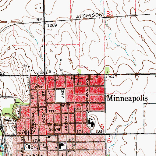 Topographic Map of Kansas Department of Transportation District 2, KS