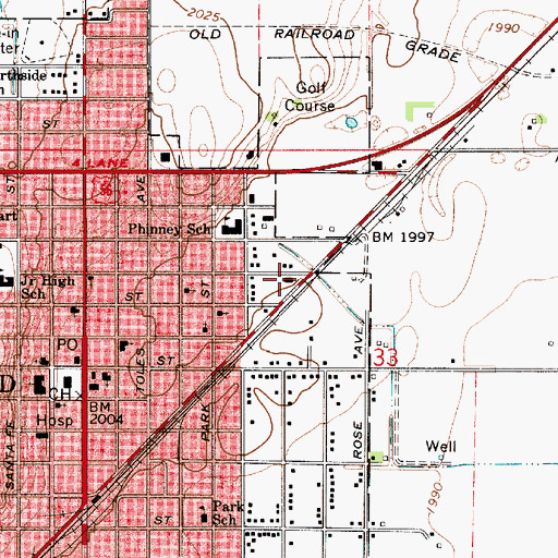 Topographic Map of Pawnee County Highway Department, KS