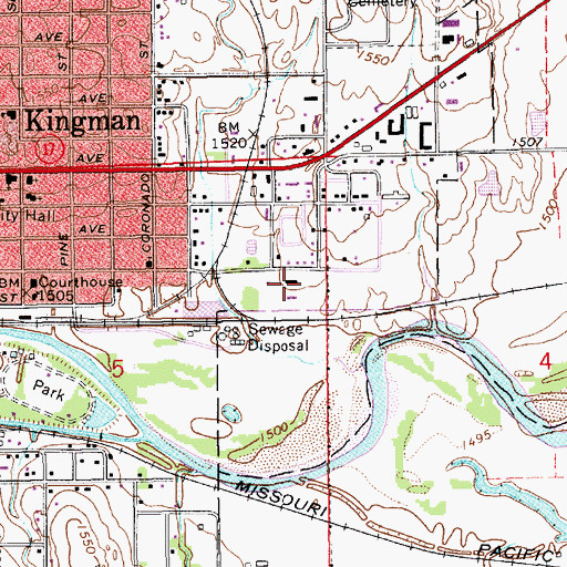 Topographic Map of Kingman County Deptartment of Public Works, KS