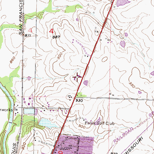Topographic Map of Paola Public Works, KS