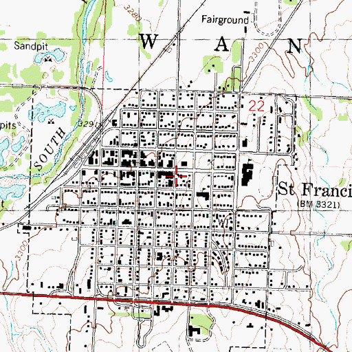 Topographic Map of Saint Francis City Hall, KS