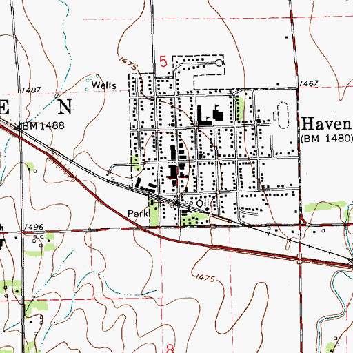 Topographic Map of Haven City Hall, KS