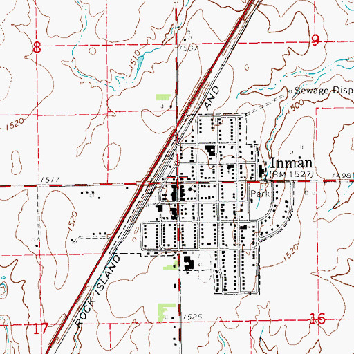 Topographic Map of Inman City Hall, KS