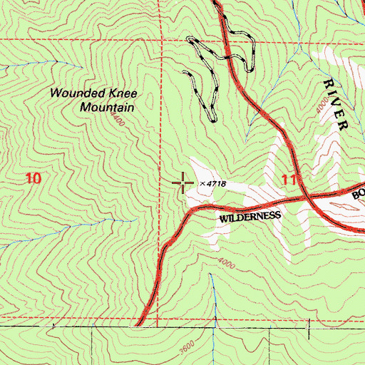 Topographic Map of Wounded Knee Mountain, CA