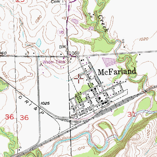 Topographic Map of McFarland City Hall, KS
