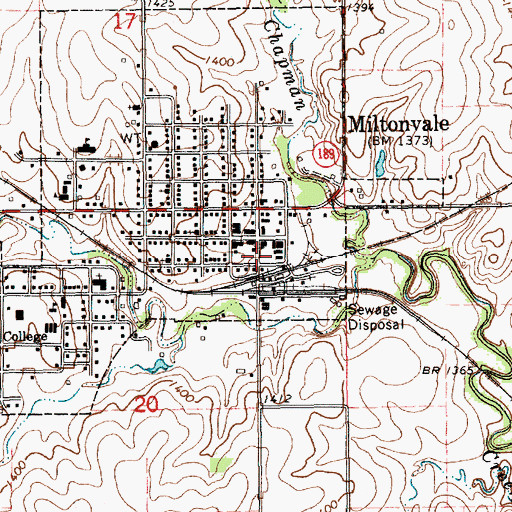 Topographic Map of Miltonvale City Hall, KS