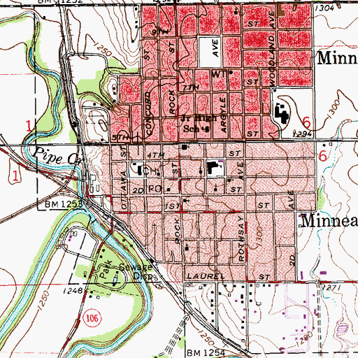 Topographic Map of Minneapolis City Hall, KS