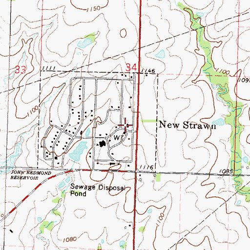 Topographic Map of New Strawn City Hall, KS