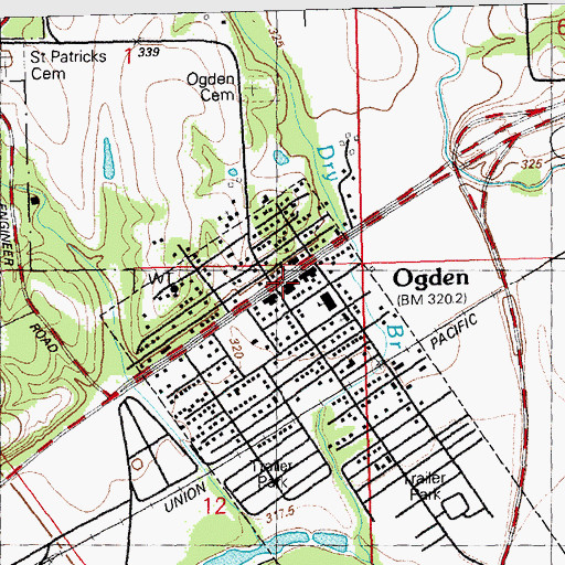 Topographic Map of Ogden City Hall, KS