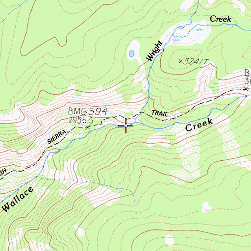 Topographic Map of Wright Creek, CA