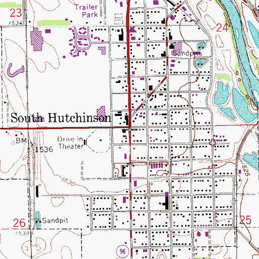 Topographic Map of South Hutchinson City Hall, KS