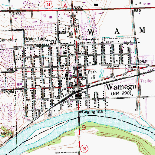 Topographic Map of Wamego City Hall, KS