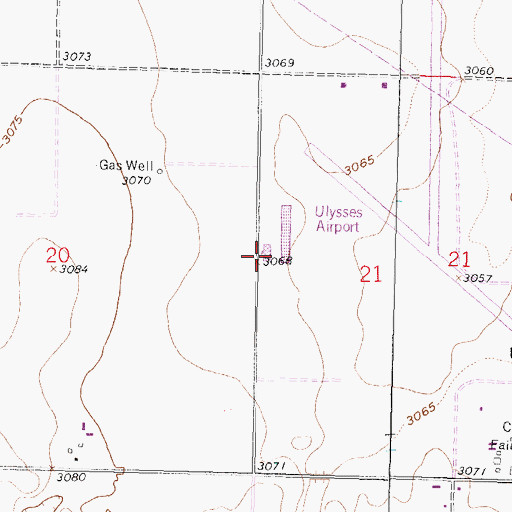 Topographic Map of Grant County Road and Bridge Department, KS