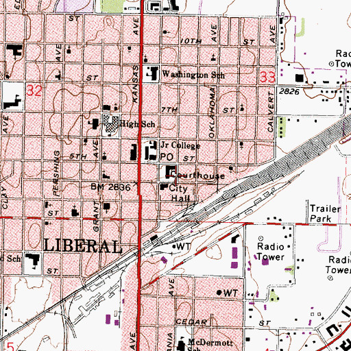Topographic Map of Liberal Department of Transportation, KS